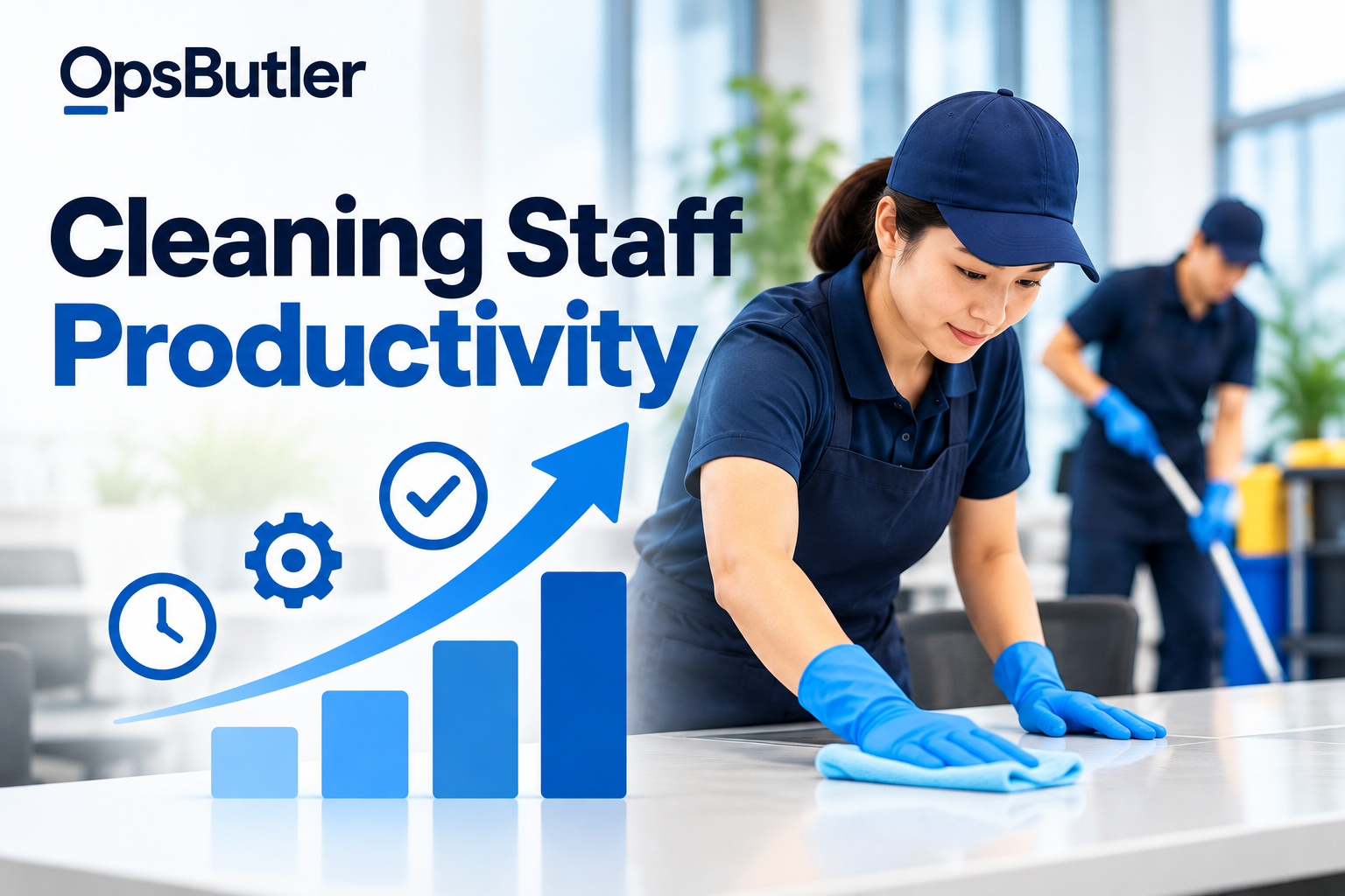 Cleaning staff productivity showing professional cleaners, labor efficiency, job performance, and quality tracking.