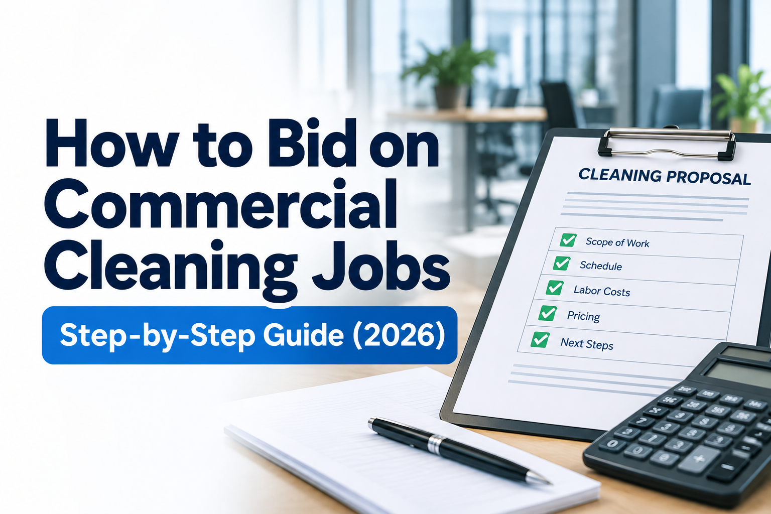 How to bid on commercial cleaning jobs with scope, scheduling, labor costs, pricing, and proposal steps
